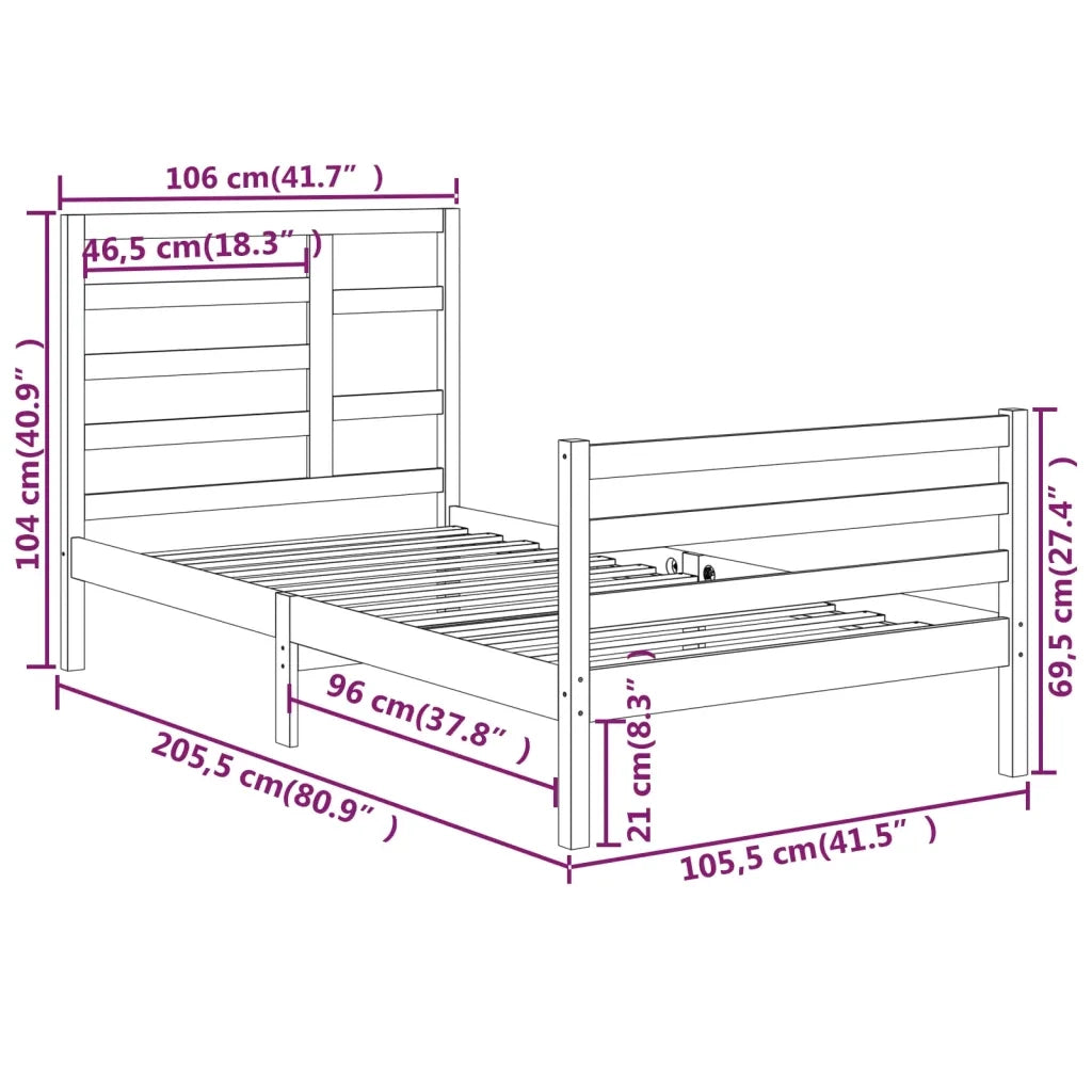Giroletto-Struttura Letto in Legno Massello 100x200 cm 646407