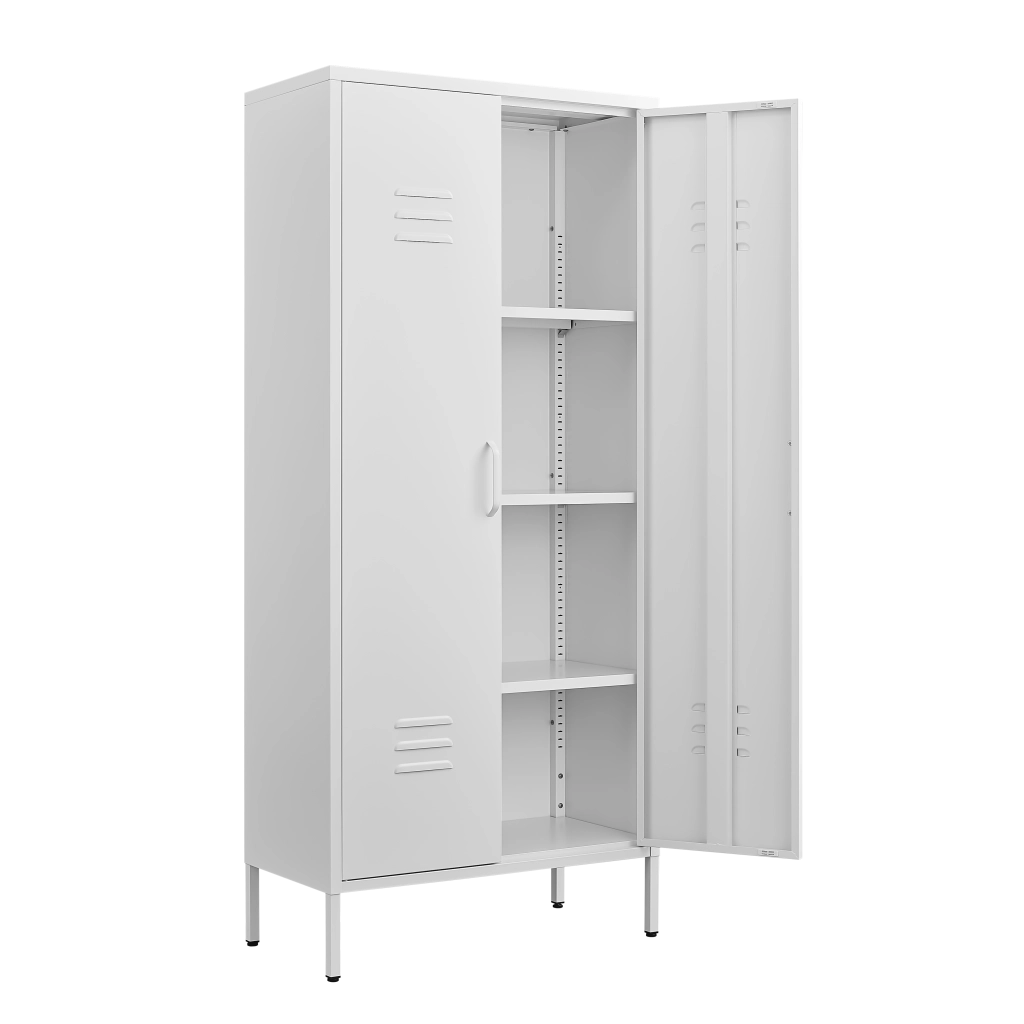 ARMADIO METALLICO 156x44,5x19,5 cm Bianco con ripiani regolabili