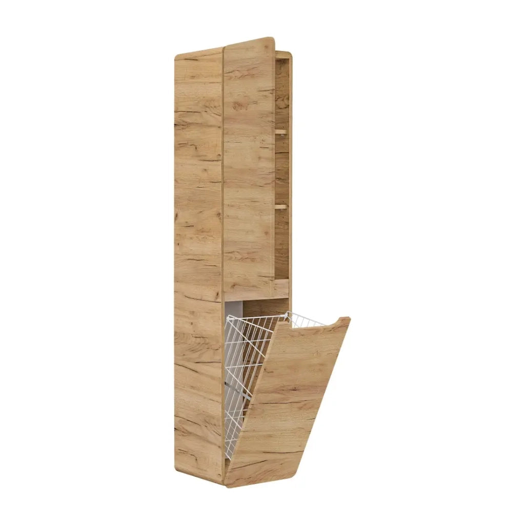 Colonna da bagno sospesa ERBANO – 2 porte – H170 cm – Colore rovere chiaro