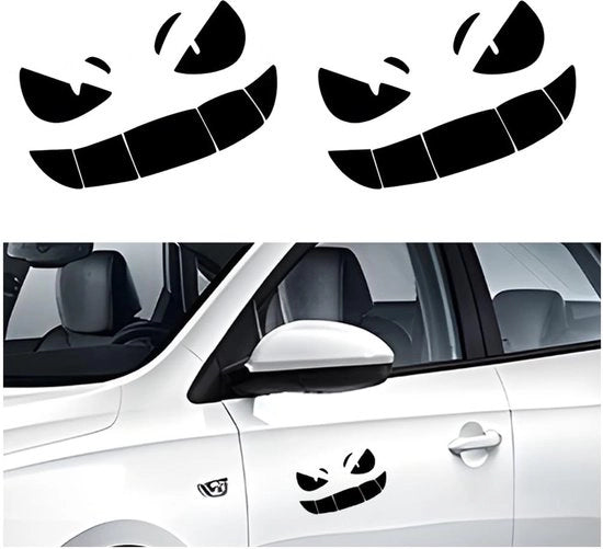 Etichette per auto - Smiley - 2 pezzi - PVC - 11 x 6 cm - Universali - Facili da applicare