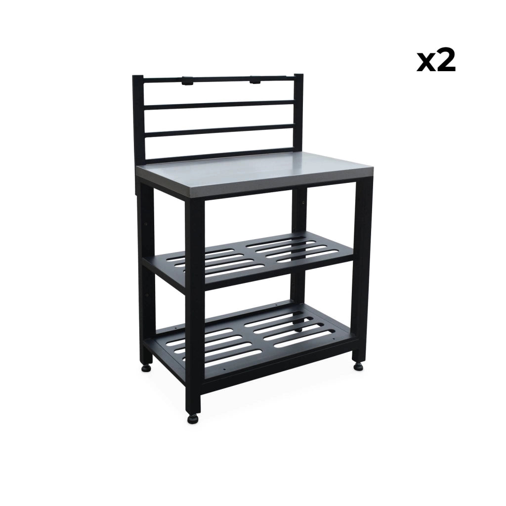 Mobili per cucina da esterno, in acciaio inox, 6 moduli, nero