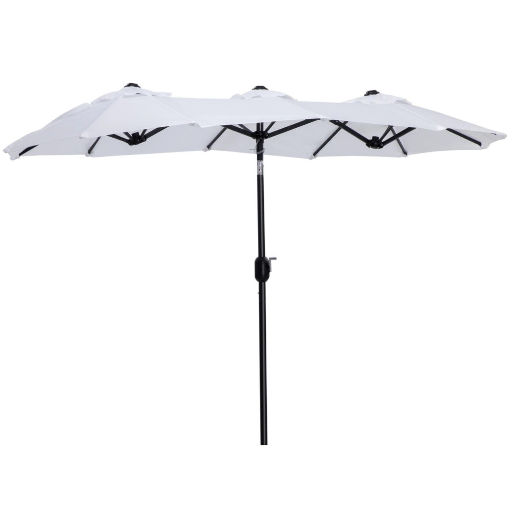 Ombrellone da Giardino Doppio 285x147x227 cm  in Acciaio e Poliestere Bianco