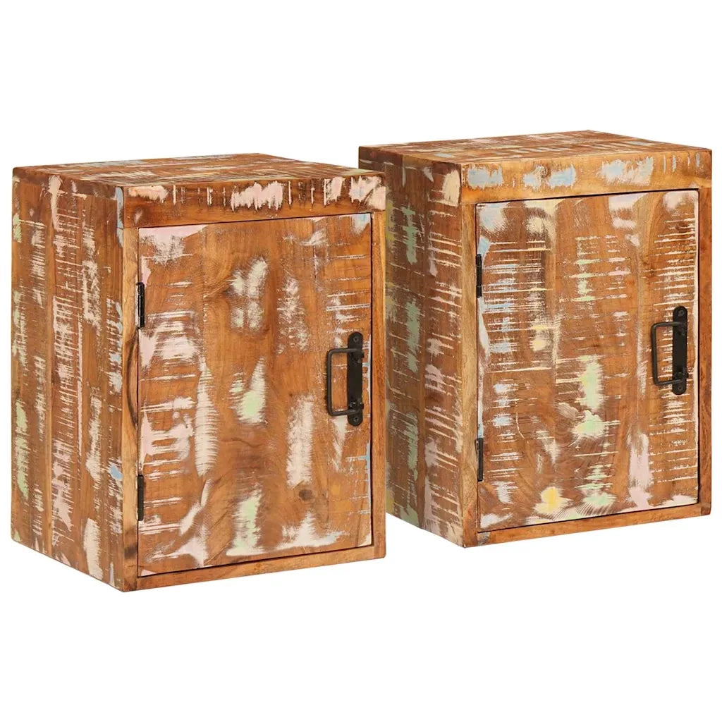 Comodino 2 pz-Set di 2 Tavolino da notte Marrone 35 x 33 x 48 cm Legno Solido Recuperato