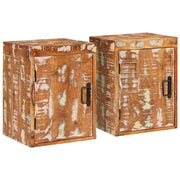 Comodino 2 pz-Set di 2 Tavolino da notte Marrone 35 x 33 x 48 cm Legno Solido Recuperato