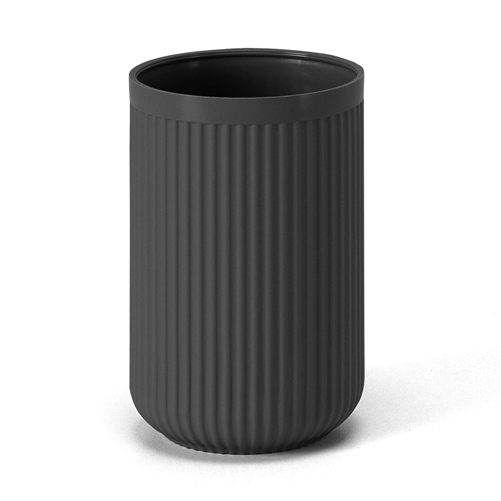 Porta spazzolini grigio in plastica cannettata rigida Arizona