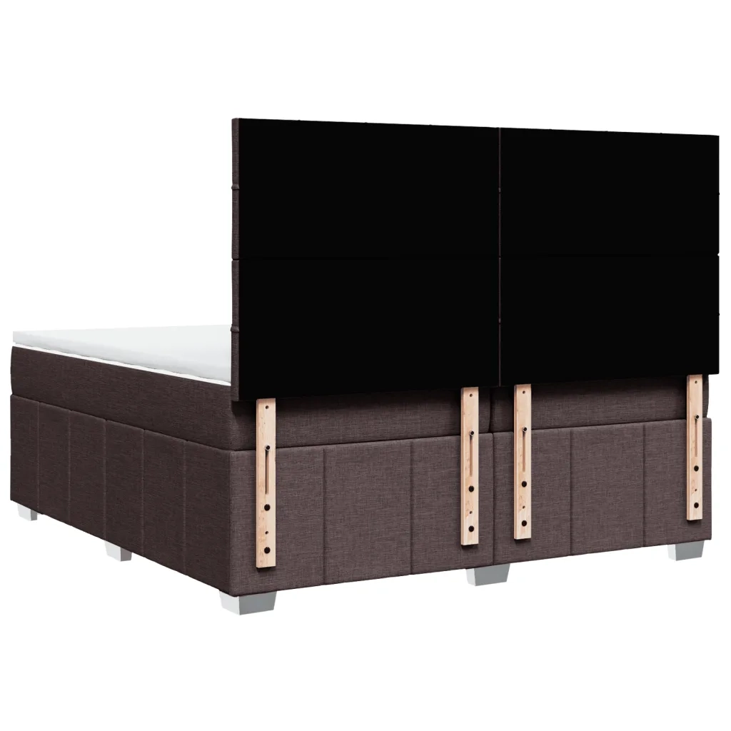 Giroletto a Molle con Materasso Marrone Scuro 200x200cm Tessuto