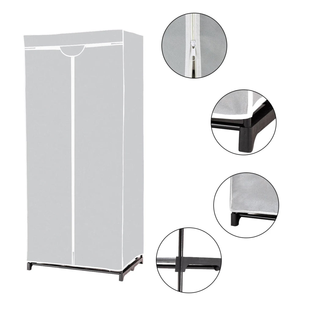Armadio in tessuto 75 x 50 x 170 cm grande capacità di contenimento estetica moderna tessuto non tessuto grigio 20_0010306