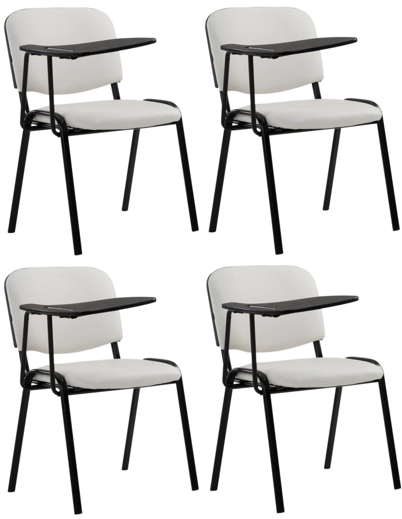 Set di 4 sedie Ken con tavolo pieghevole in similpelle bianco