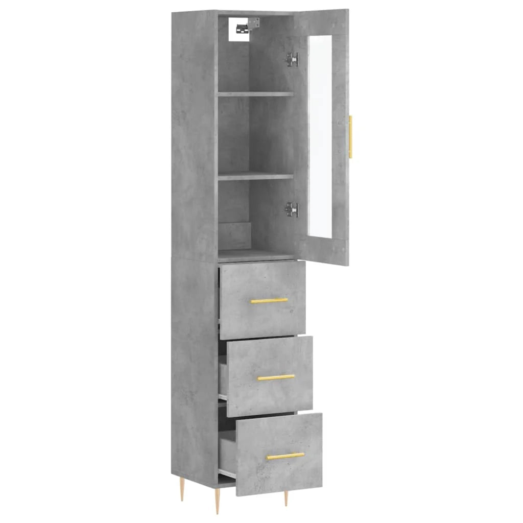 Buffet credenza cassettiera mobiletto mobile contenitore organizer cucina soggiorno salotto alto 34,5 x 34 x 180 cm legno ingegnerizzato grigio 02_0034412