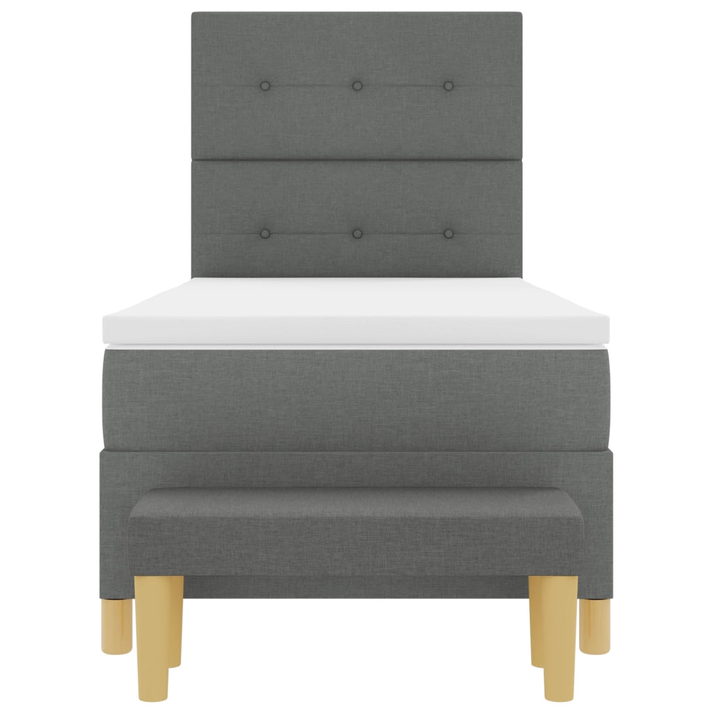 Letto Box Spring con Materasso & Panchina Grigio Scuro 80x200 cm Tessuto