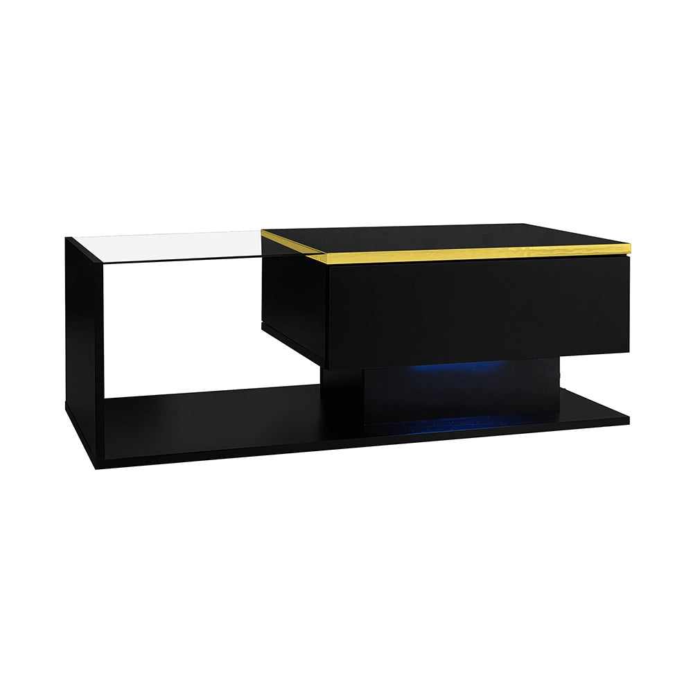 Tavolino-Xylo-90cm nero vetro effetto LED