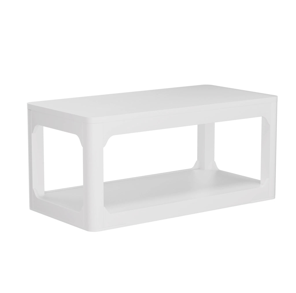Tavolino da caffè moderno in MDF bianco con ripiano inferiore
