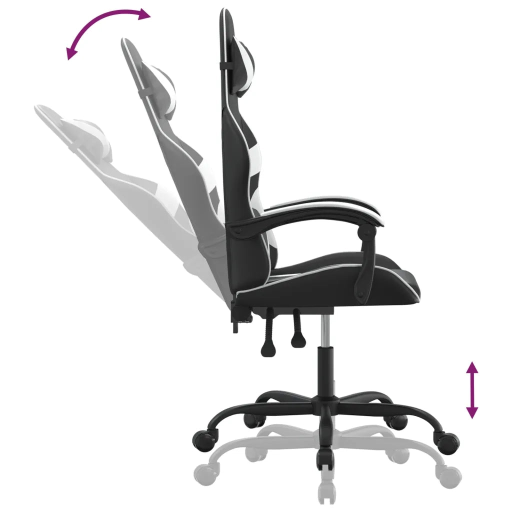 vidaXL Sedia da Gaming Nero e Bianco in Similpelle