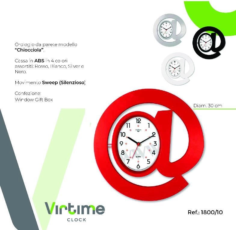 Orologio da Parete in ABS Chiocciola Movimento Silenzioso 30 cm 4 Colori