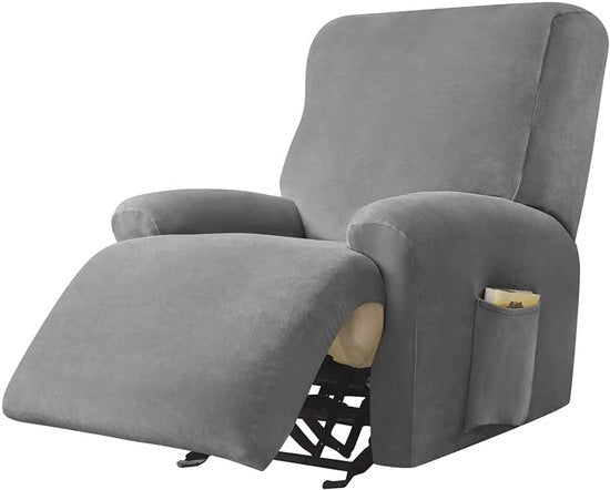 Stuoia per relax 4 posti con tasca laterale antiscivolo in tessuto morbido lavabile - colore grigio scuro
