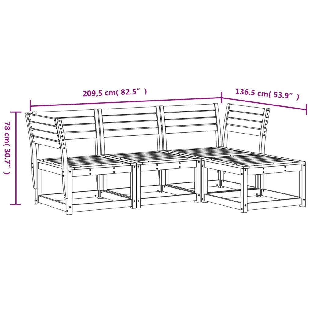 Set Salotto da Giardino 4 pz in Legno Massello di Douglas 3216908