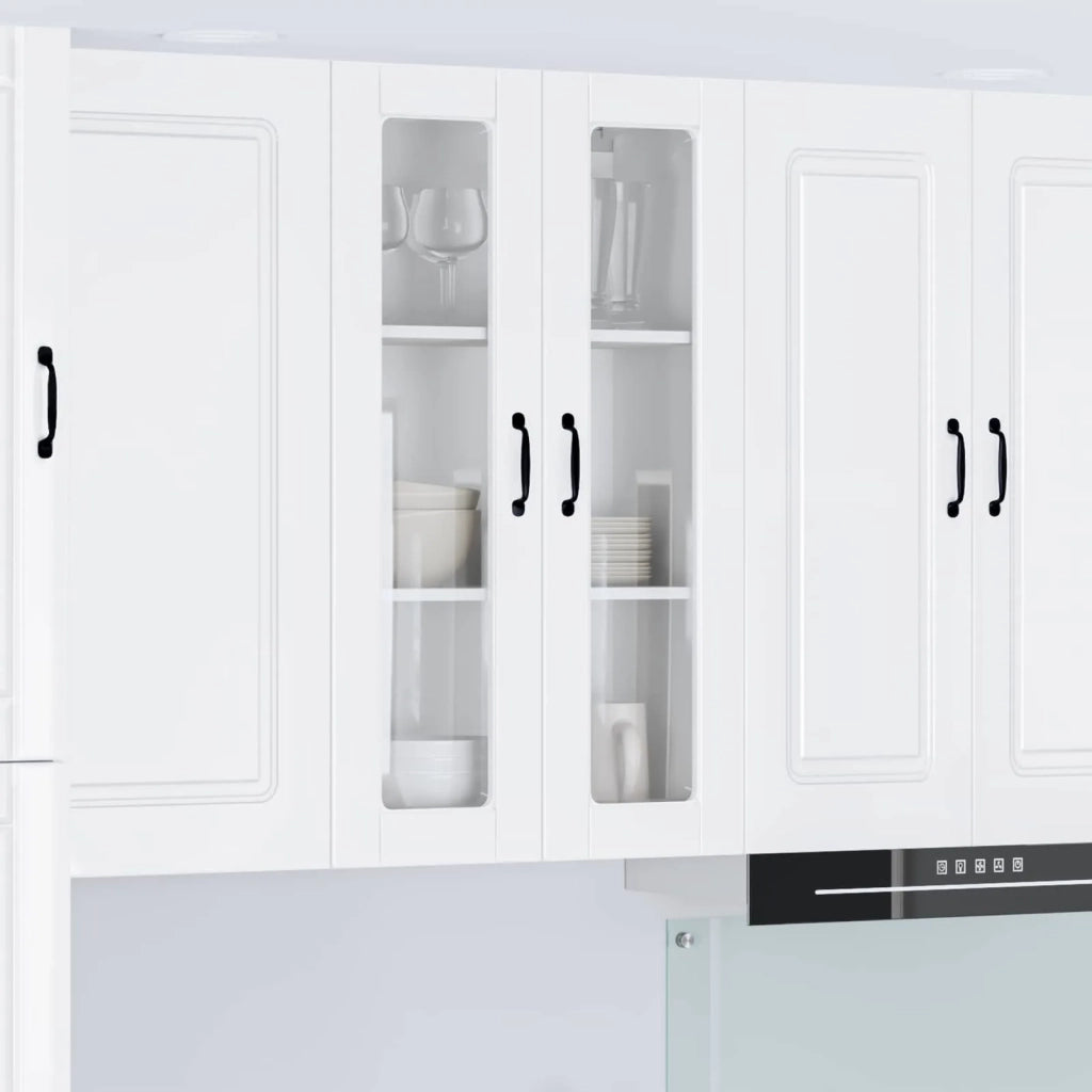 Pensile da cucina | Mobile in vetro da parete PORTO Bianco Lucido 60 x 31 x 100 cm