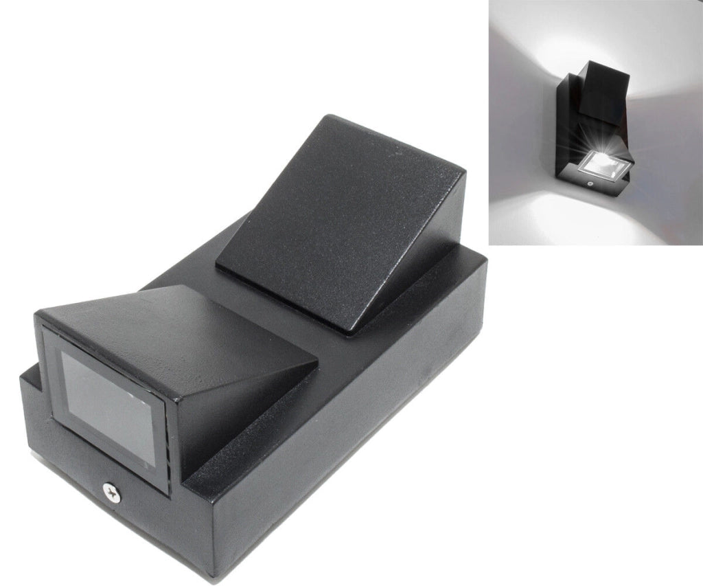 Applique Lampada Faretto per uso esterno a led luce 6500k 10W NERO LUCE A 2 VIE