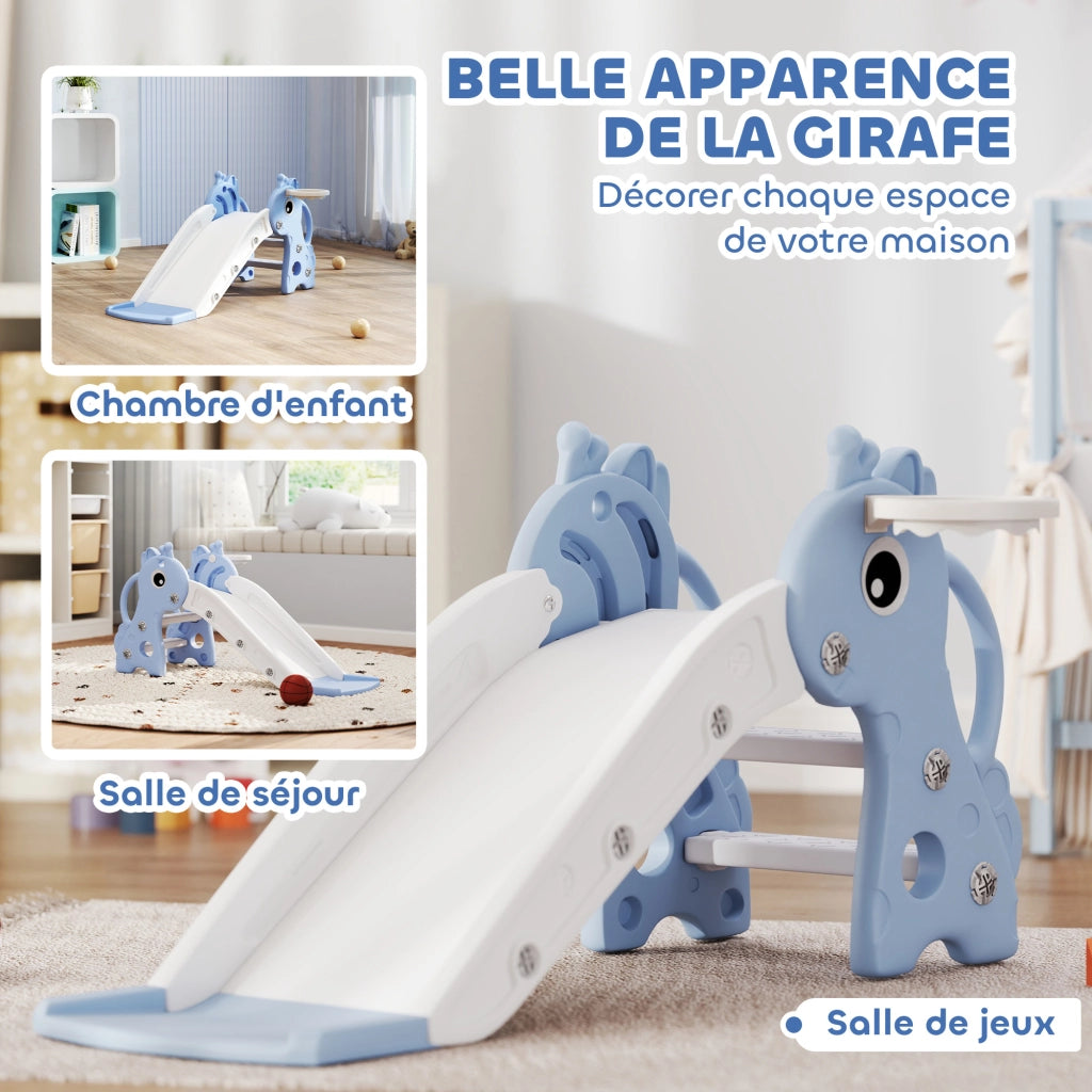 Toboggan per bambini 3 in 1 con canestro ¨C zephmum ¨C 106x51.5x52 cm blu