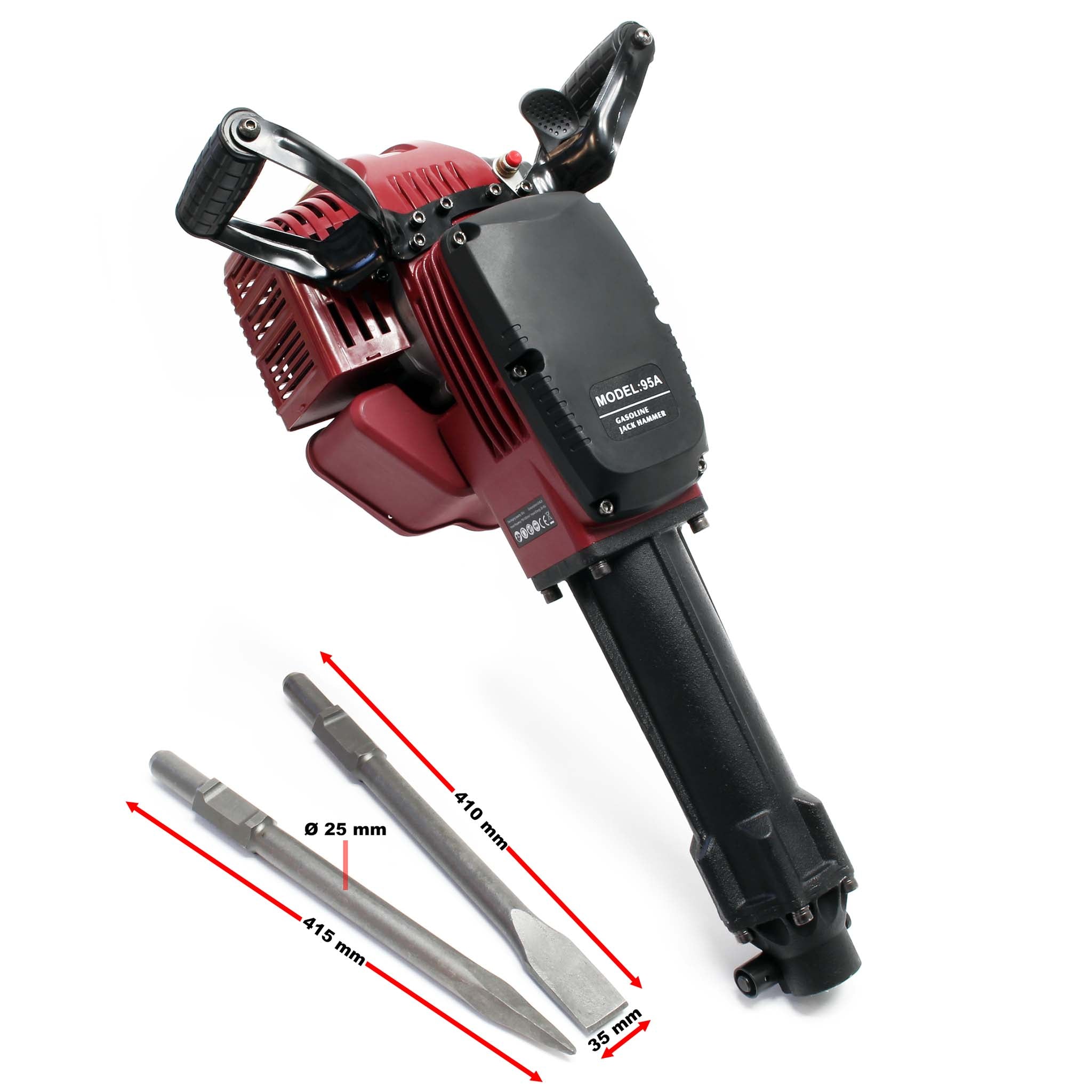 Martello demolitore 2.5 CV 55J 1500 giri/min attacco esagonale con 2 scalpelli