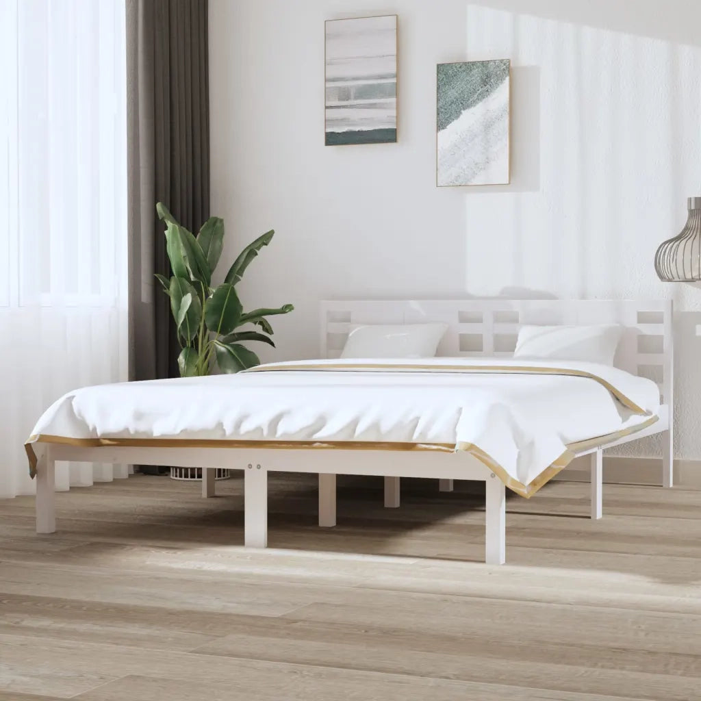 Giroletto senza Materasso-Struttura Letto Bianco 120x200 cm Legno Massello Pino 921688