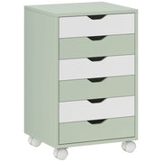 Scrivania con cassetti ¨C Minimal ¨C Verde, 6 cassetti, ruote