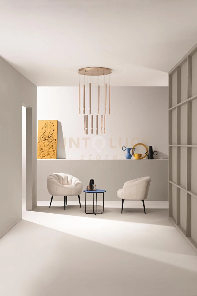 SOSPENSIONE MULTIPLA TUBIC 12  ORO LED 3000K 5760LM 84W DIMMERABILE
