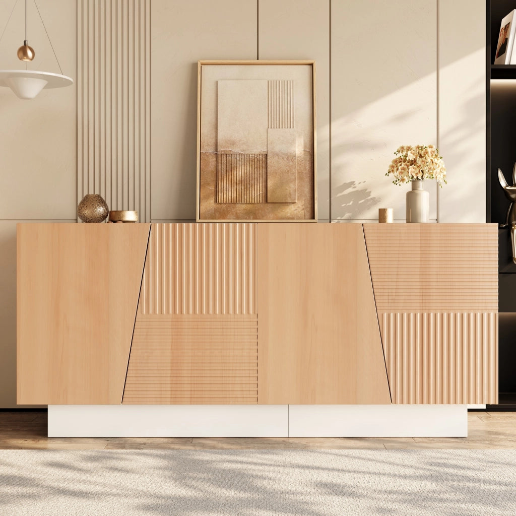 Credenza e madia con 4 ante, 2 vani separati e ripiani regolabili, per soggiorno, 160 × 40,5 × 72 cm