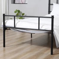 Struttura Letto Singolo in Acciaio 90x200cm con Doghe, Testiera e Pediera, Nero