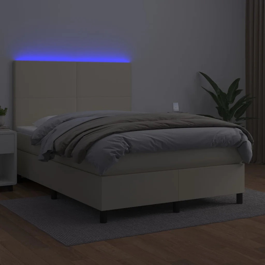 Giroletto a Molle con Materasso e LED Crema 140x190 cm 3135821