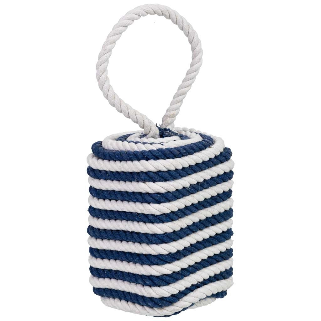Fermaporta in cotone con motivo nautico blu, 12x12x27h cm