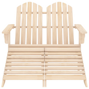Sedia da Giardino a 2 Posti con Pouf in Legno di Abete 315912