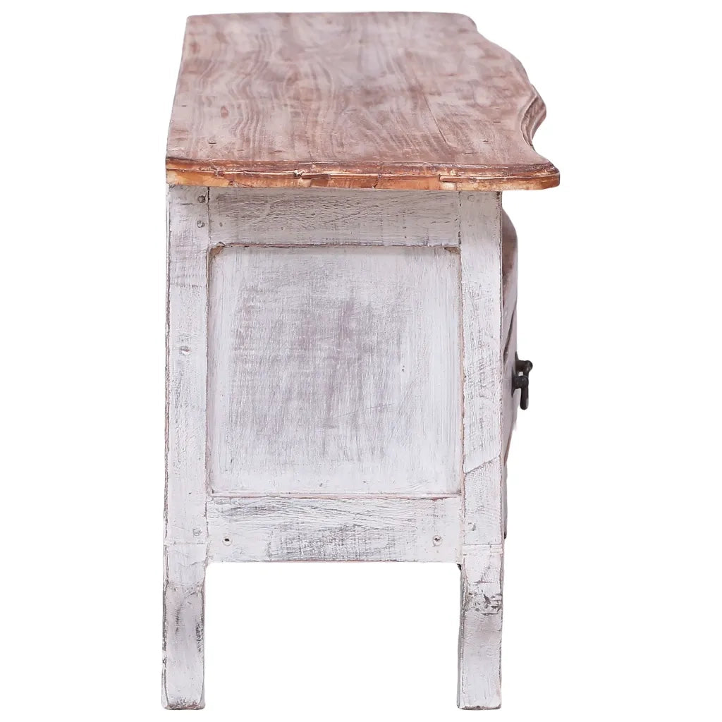 Mobile Porta TV 120x30x40 cm Bianco in Legno Massello di Mogano 283902