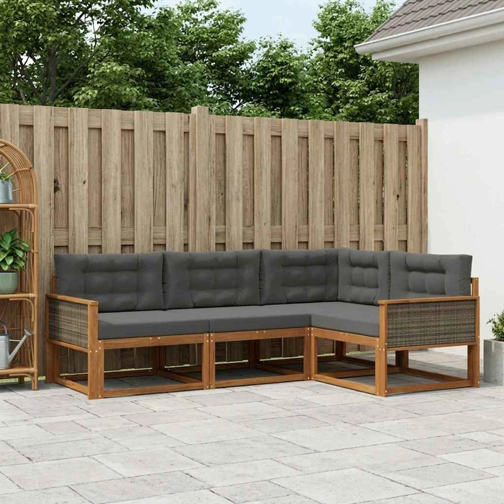 Set di divani da esterno 4 pz Naturale e Antracite 3382520