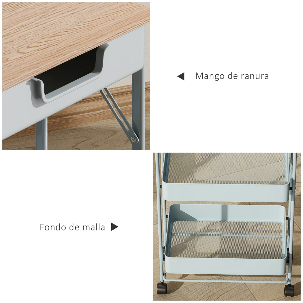 Carrello multiuso con ruote 4 livelli cassetto cestelli metallo ¨C Xylo ¨C Verde chiaro