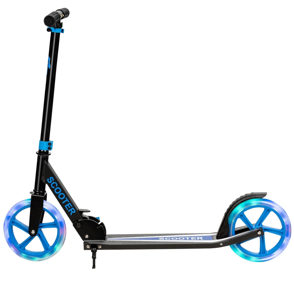 Monopattino con pedana in alluminio, Manubrio regolabile in 3 posizioni e cinghia, Blu-Monopattini