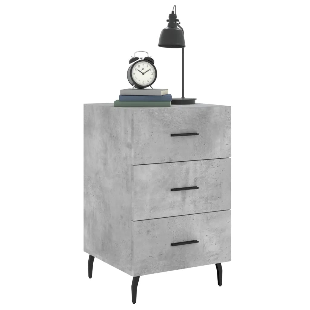Comodino | Armadio da Notte | Mobiletto da notte Grigio Cemento 40x40x66 cm in Legno Multistrato