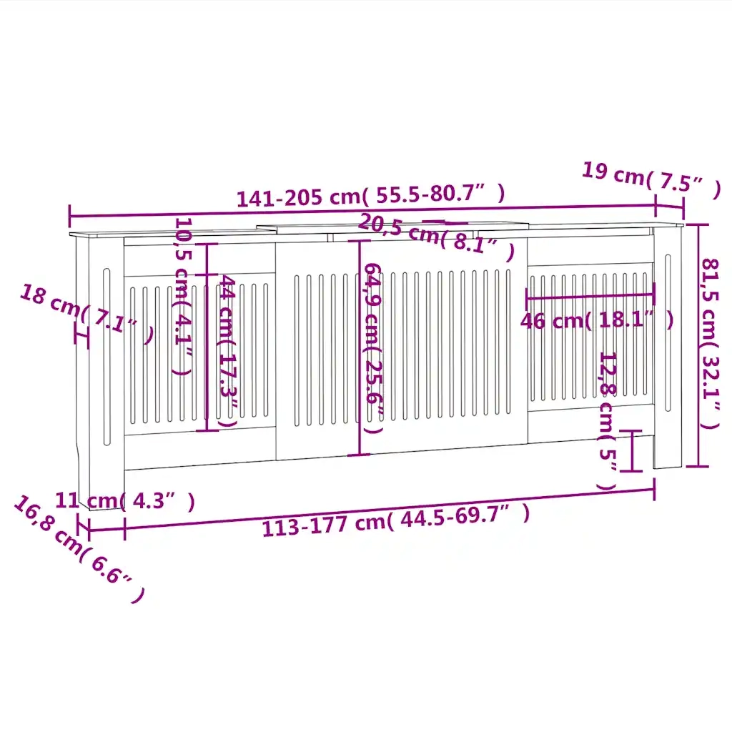 Copertura per Radiatore Grigia in MDF 205 cm CFW6779893