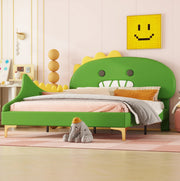 Letto per bambini 140x200 cm a forma di dinosauro; PU verde
