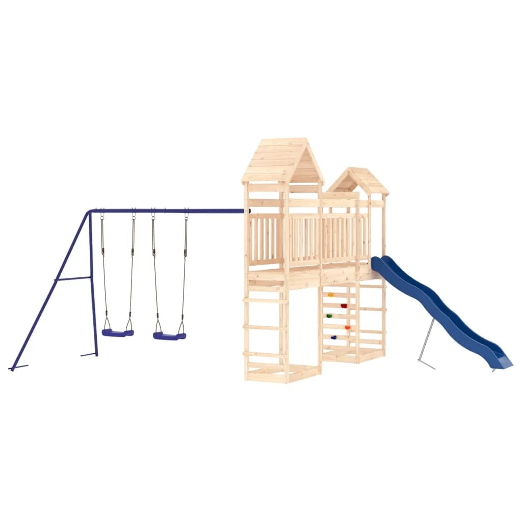 Altalene per parco giochi all'aperto scivolo altalene robuste giochi da giardino 492 x 360 x 264 cm legno di pino massiccio 02_0004785