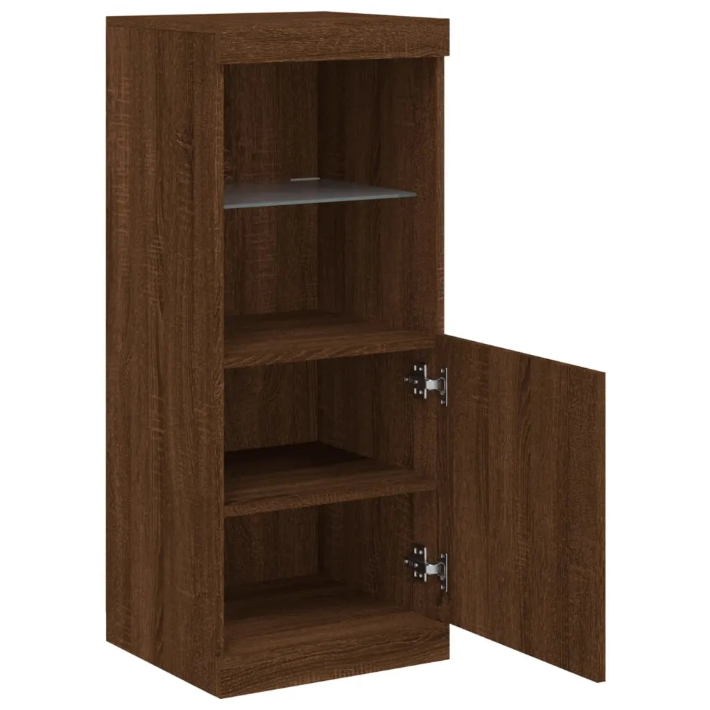 Credenza | Madia | Buffet da pranzo | Armadio da pranzo con Luci LED Rovere Marrone 41x37x100 cm