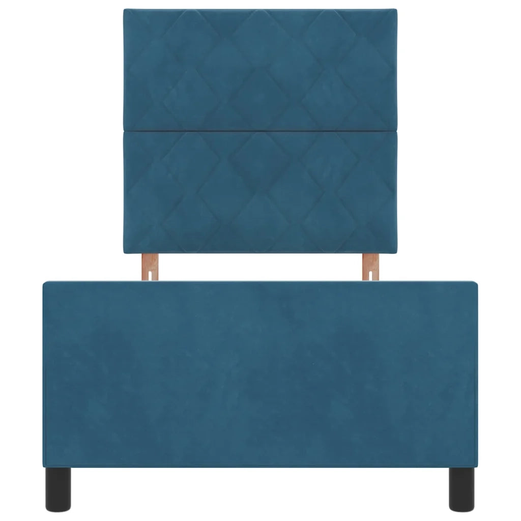 Letto a molle con testiera Blu Scuro 100 x 200 cm Velluto