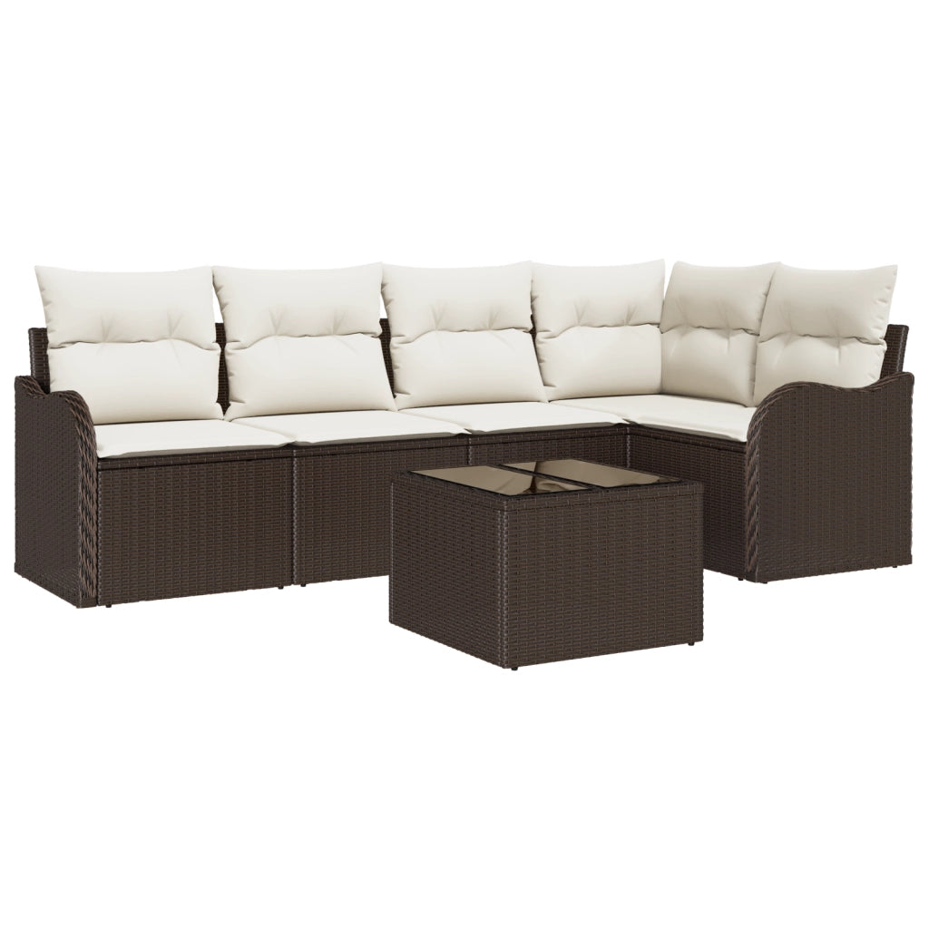 Set Divano da Giardino con Cuscini Grigi Polyrattan 5 Pezzi
