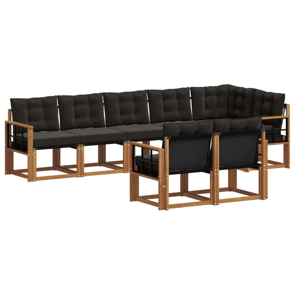 Set di divani da esterno con cuscino 8 pcs Naturale e Nero 3368791
