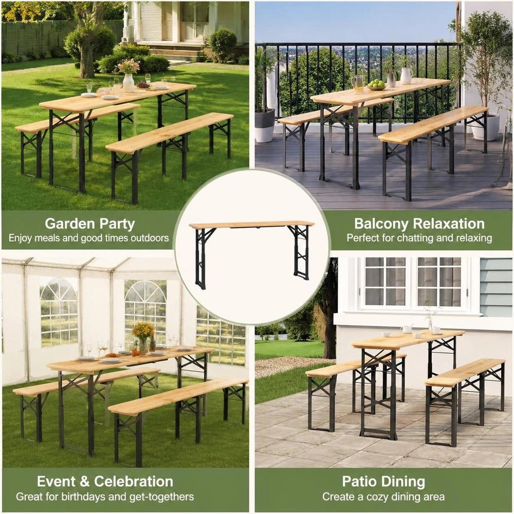 Folding Beer Table 170x50x75/105 Cm Solid Fir Wood