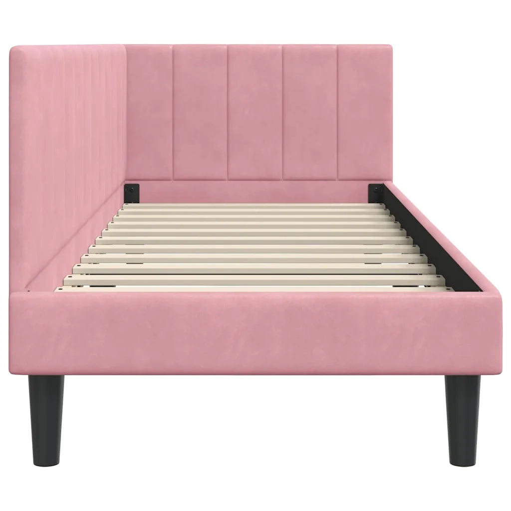 Cornice del letto ad angolo Rosa 80 cm x 200 cm Velluto 42016331