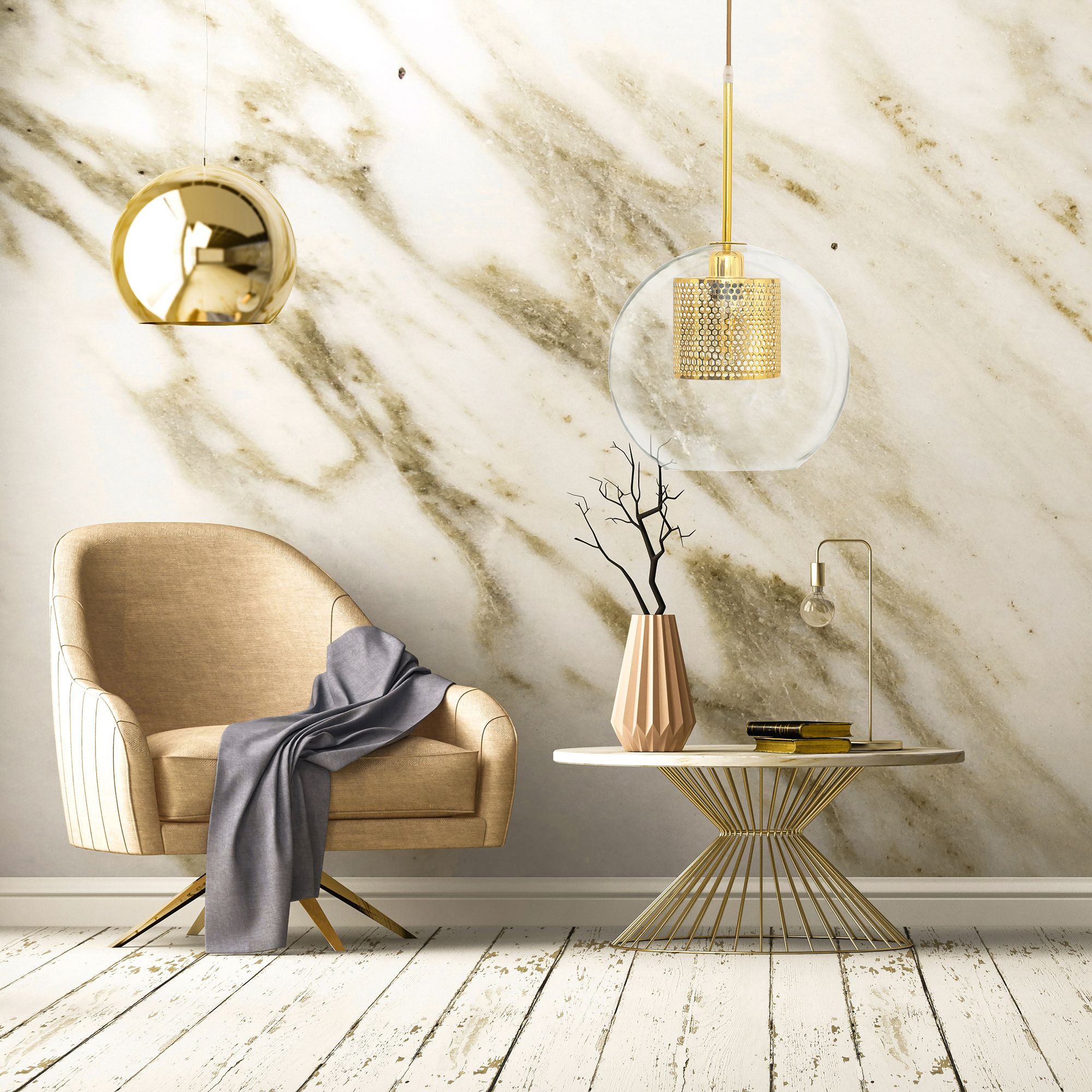 Lampada Pensile Di Vetro Oro Loft APP554-1CP 20cm