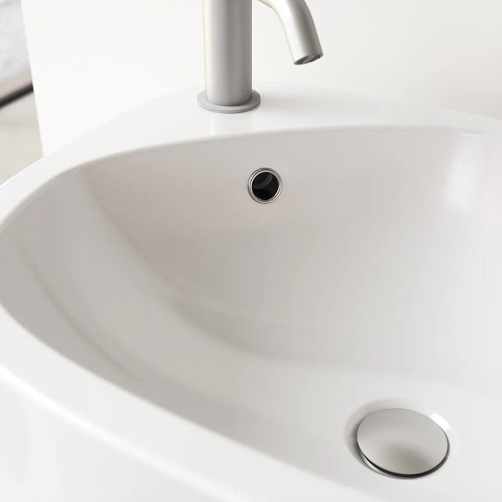 Lavabo freestanding 53x40cm in ceramica bianco lucido con troppopieno | Weddell