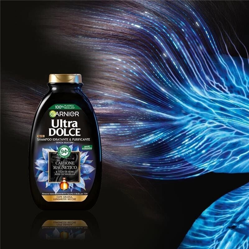 SET 3 GARNIER SHAMPOO ULTRA DOLCE DA 300 ML CARBONE MAGNETICO PURIFICANTE