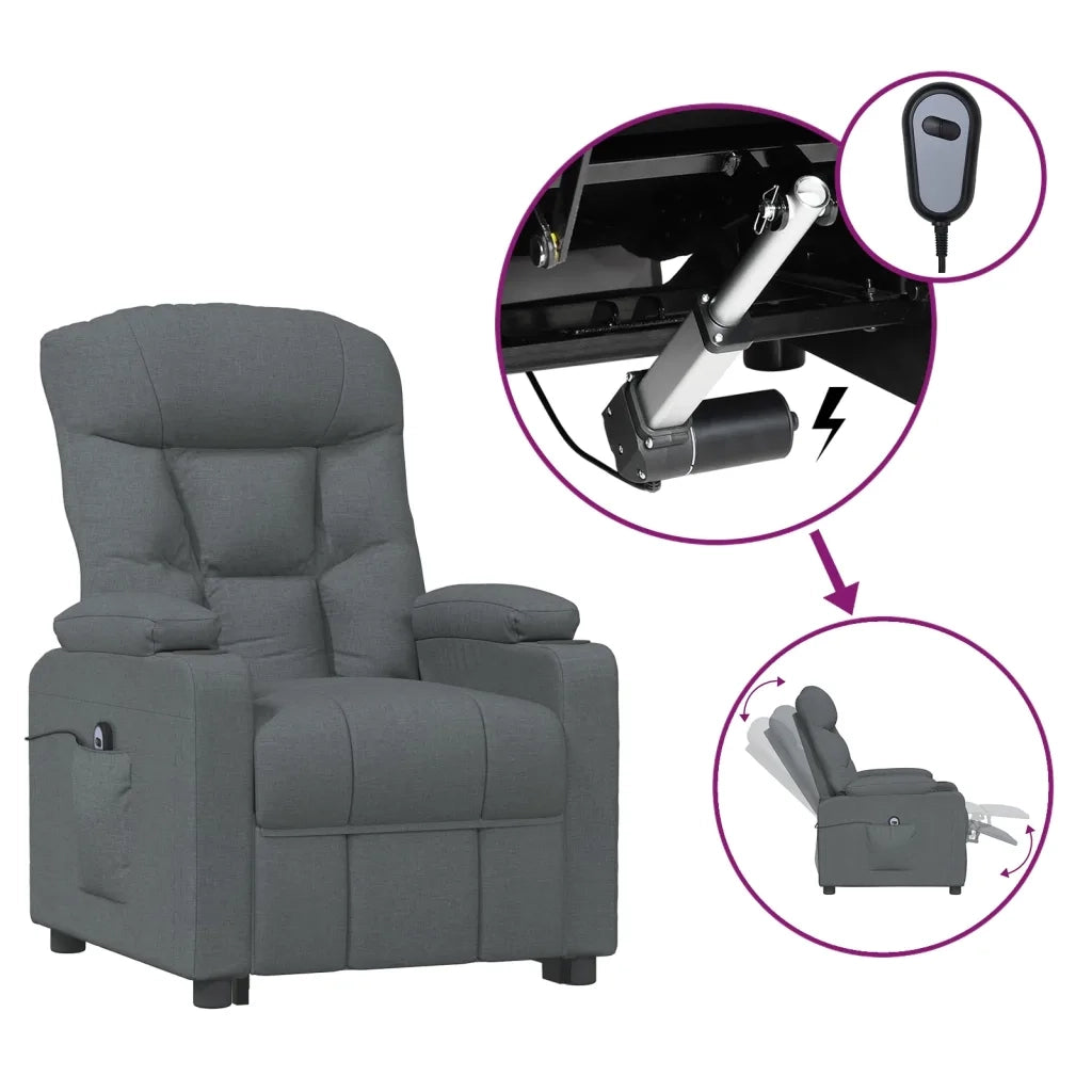 Poltrona Elettrica Reclinabile Grigio Scuro in Tessuto 3098816